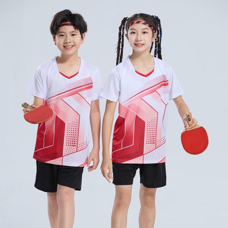 Summer Kids' Table Tennis & Sports Set: Girls' and Boys' Badminton, Volleyball Jersey with Printed Numbers.