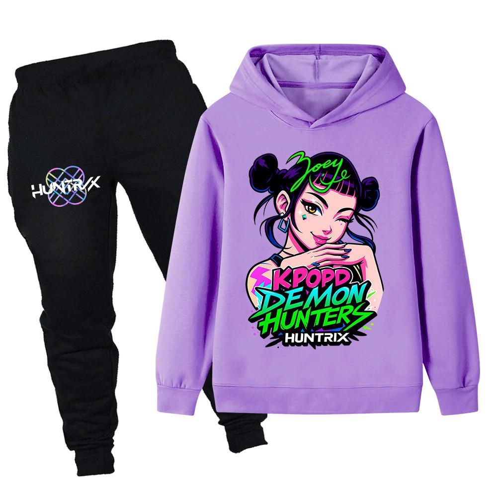 PB1214 Kinder Jungen Mädchen Kpop Mira Zoey Rumi Zoey Print Langarm Kapuzenpullover Hose Hosen Kleidung Sets