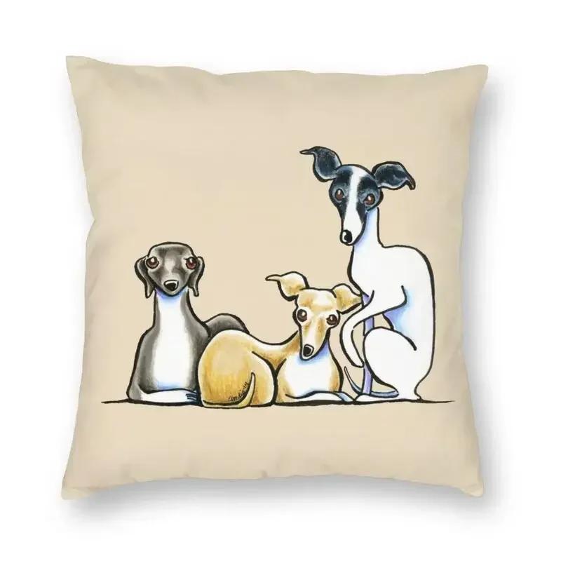 Greyhounds With Gold Collars Pillow Case Home Decorative Sihthound Dog Nordic Cushion Cover Velvet Pillowcase For Sofa