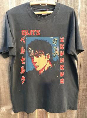 Summer Men's Pure Cotton Vintage Berserks Guts Anime Graphic T-shirt  Stylish Loose and Breathable Suitable for Everyday Wear