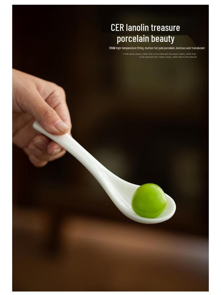 Dehua White Porcelain Ceramics: 12ml Small Soup & Teaspoon for Household & Restaurant Use