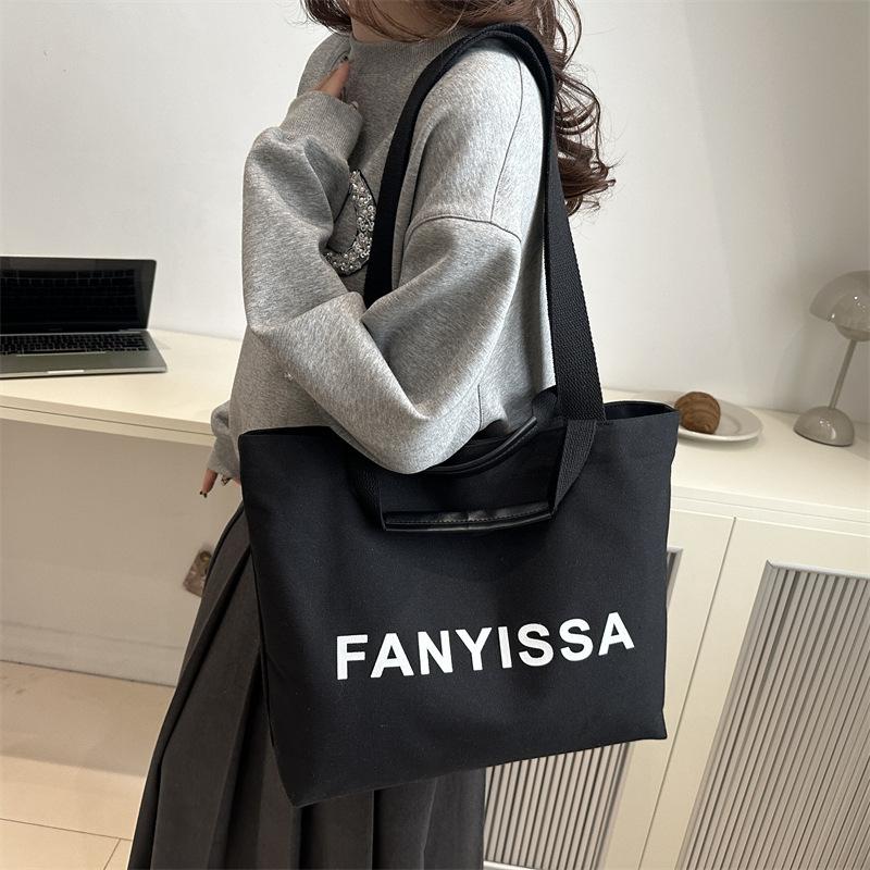 Simple Canvas Shoulder Bag New Casual Commuter Large Capacity Tote Bag Fashion Trendy Class Handbag