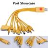 USB Data Cable Featuring 10 Ports with LED Light for Multiple Devices Fast Charging Capability Long Lasts Efficient Use