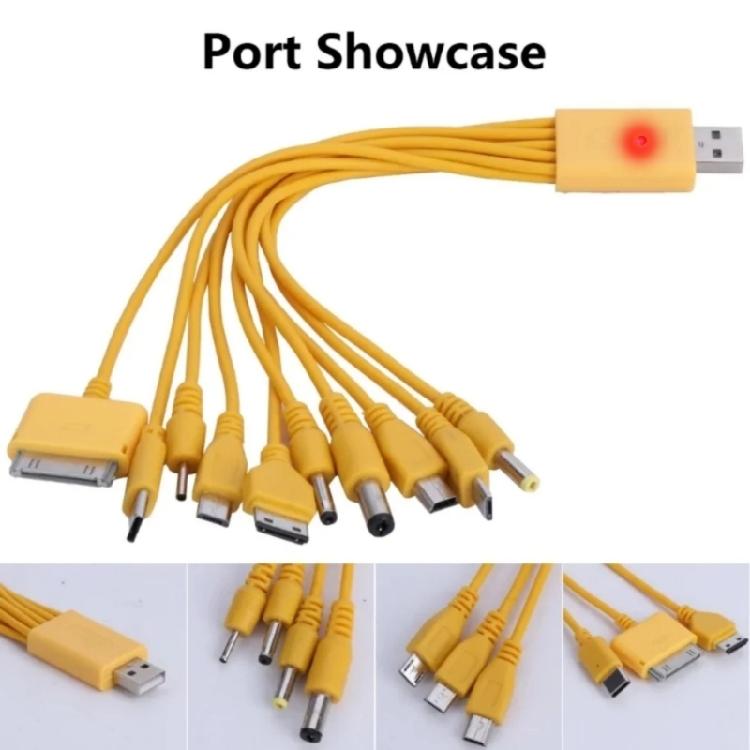 USB Data Cable Featuring 10 Ports with LED Light for Multiple Devices Fast Charging Capability Long Lasts Efficient Use