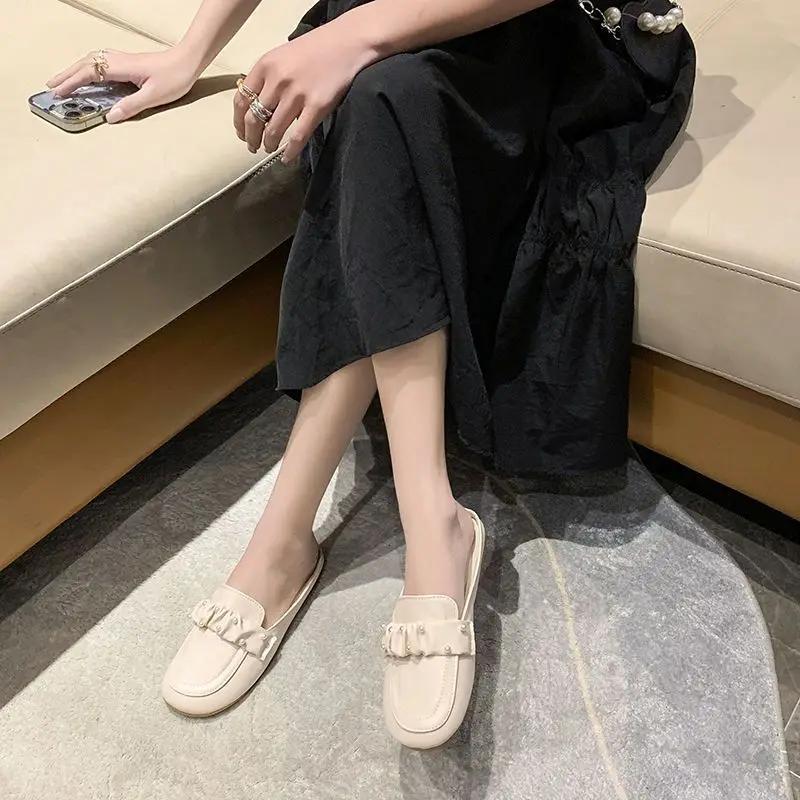 Fashion Flat Round Toe Shoes Comfortable Elegan Slides On Sale Chic Elegant 2025 Trend Fashionable Women's Slippers and Ladies Sandals