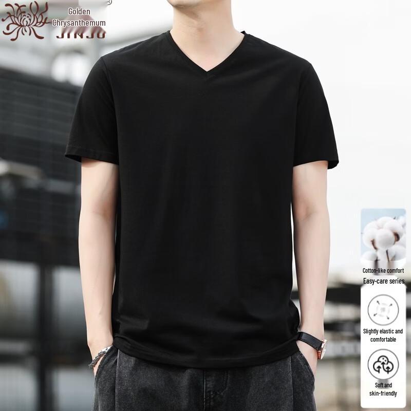 Men s V-Neck Cotton Blend Short Sleeve T-Shirt 3XL
