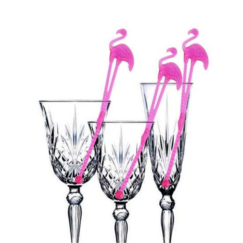 10 Stück/Packung Flamingo Kunst Cocktail Rührstäbchen Getränkemischer Kaffee-Stößel Puddler