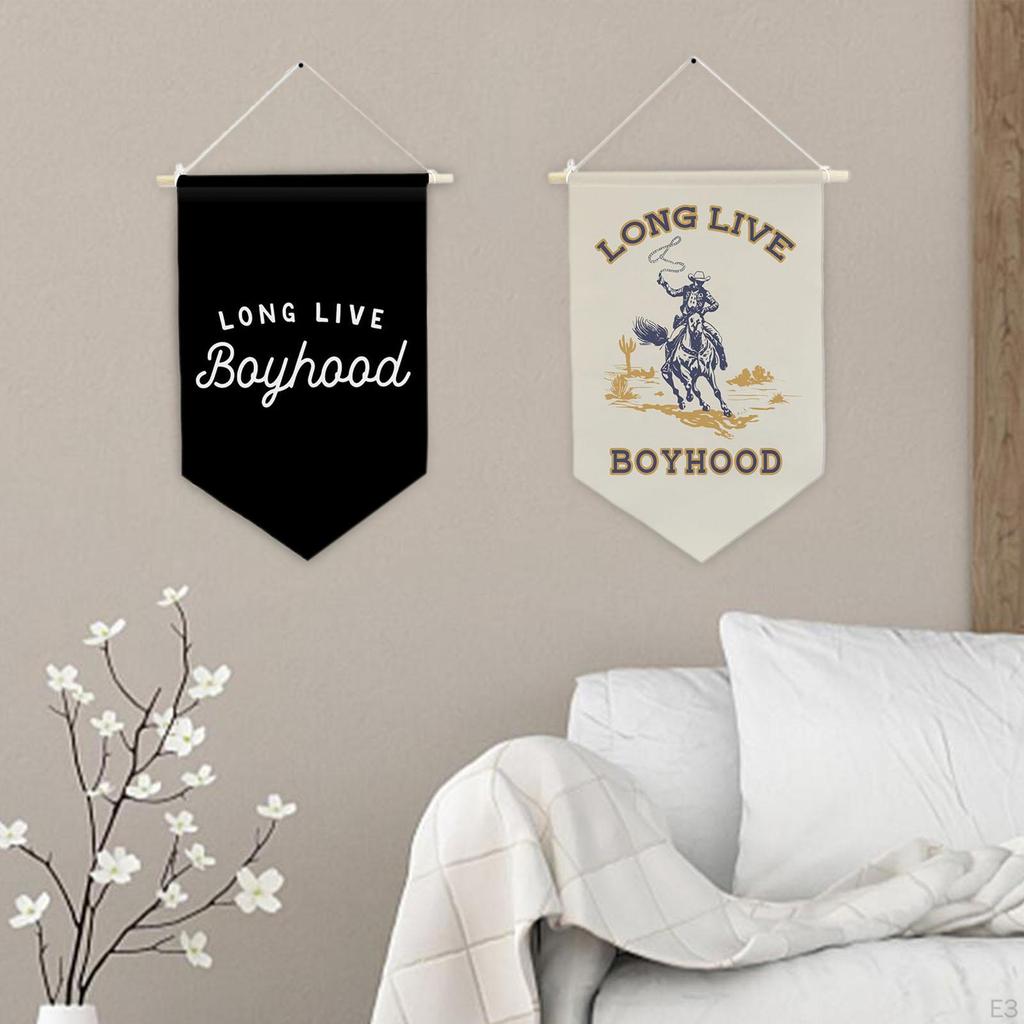 Boyhood Banner Wall Hanging Flag Display Unique Decoration Triangle for Room Nursery