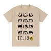 Felix Schwarze Katze Vintage T-Shirt Cartoon Zeichentrickfigur Baumwolle Herren T-Shirt Neues T-Shirt Damen Tops