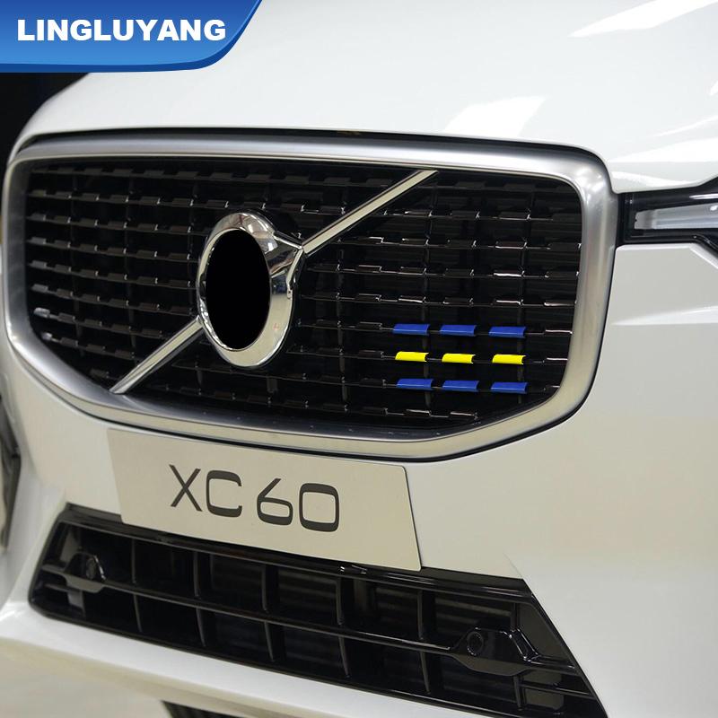 Para volvo xc60 s90 xc40 xc90 v40 s60 v60 v90 v60CC V90CC RD Versão Esportiva Grelha China Faixa Três Cores Adesivo Decorativo para Carro