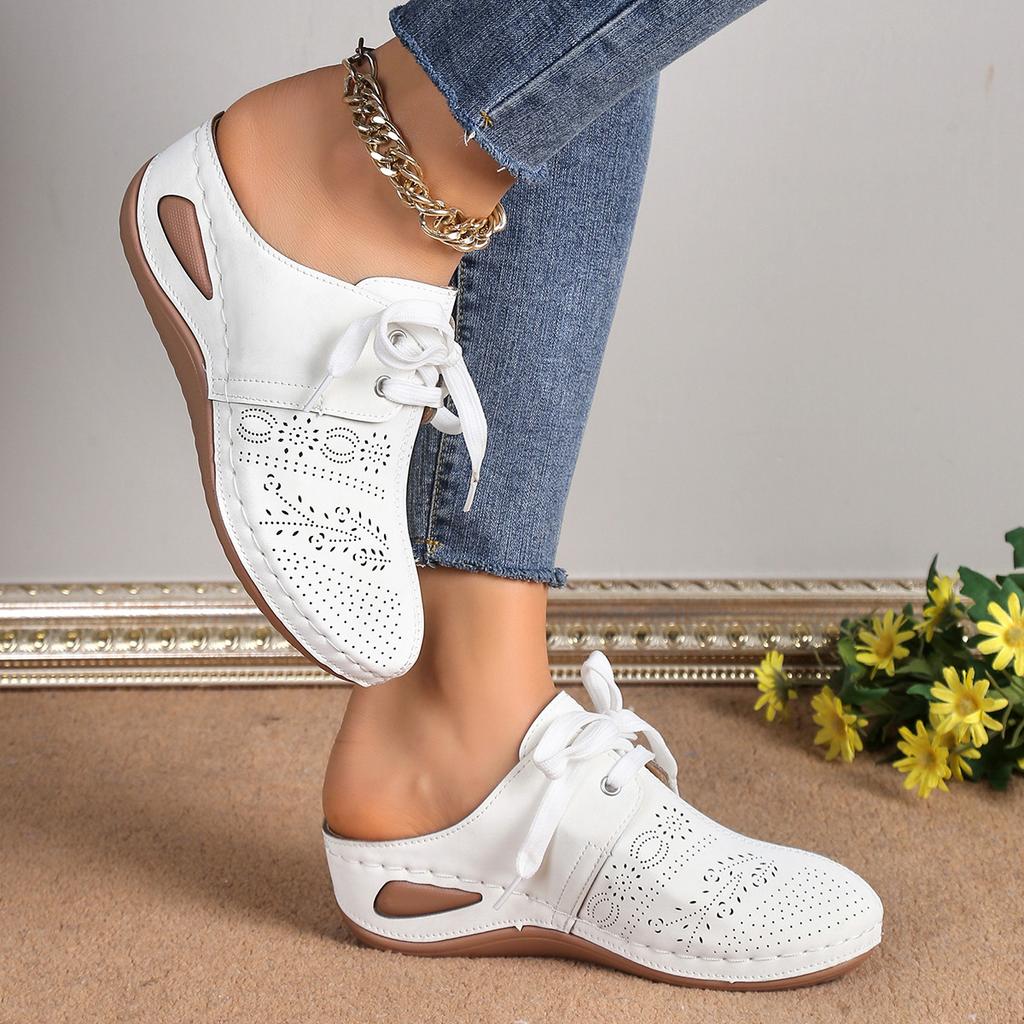 Summer new baotou half slippers large size lace-up slope heel thick bottom sandals