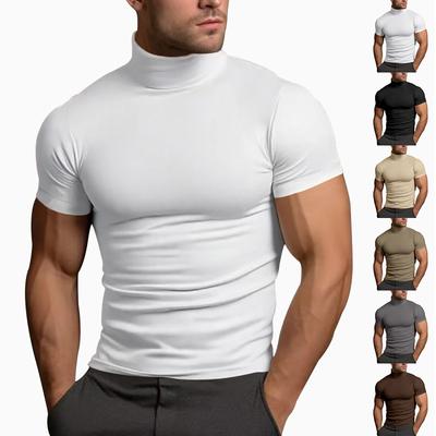 Herren T-Shirt für den Alltag, Sport, Arbeit, Basiskleidung, Sommer, Herren, einfarbig, Slim Fit, lässiges T-Shirt, kurzärmeliges Oberteil