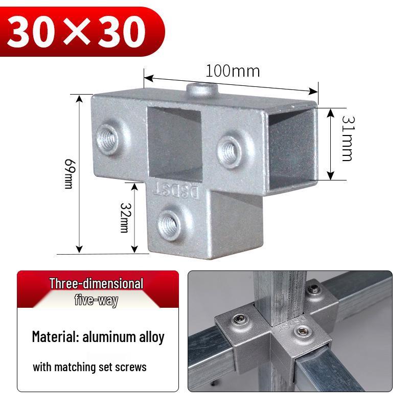 Galvanized Aluminum Alloy Square Tube Connector Fastener Joint, 20/25/30mm