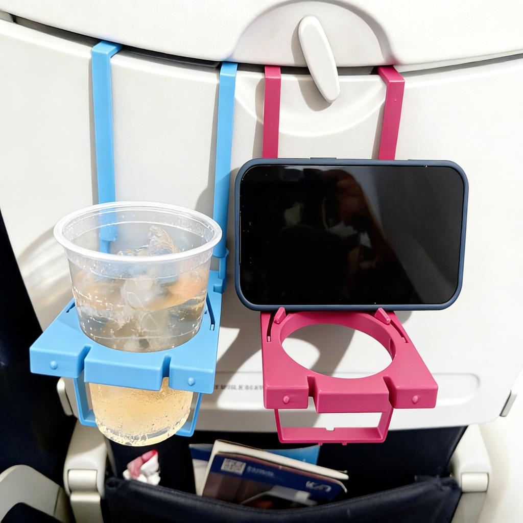 1pc Airplane Multifunctional Cup Holder And Phone Stand, Foldable Aviation Small Tabletop Drink Rack, 2-In-1 Travel