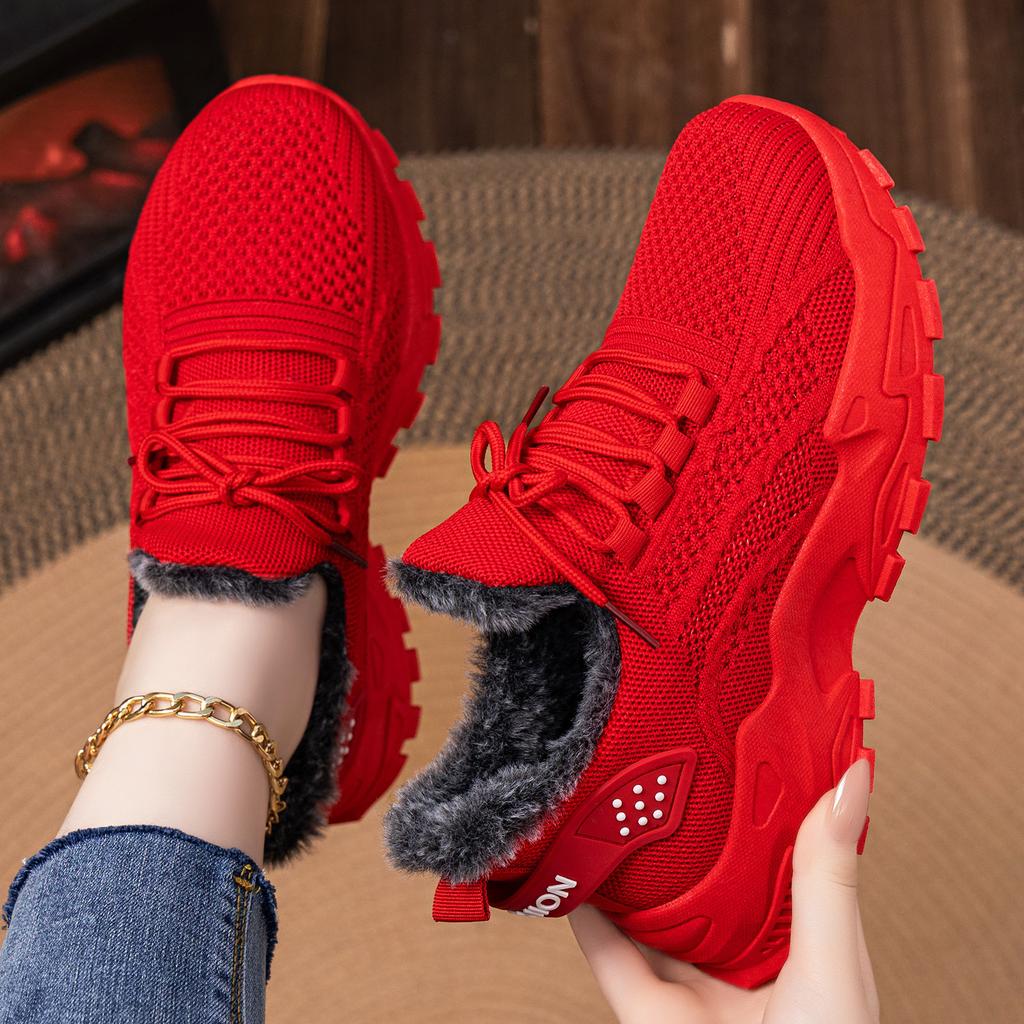 Women's Winter Warm Sneakers Lightweight Anti-Slip Walking Shoes With Faux Fur Lined Casual Comfortable Outdoor Running Workout Shoes for Women