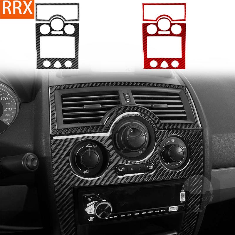 For Renault Megane II 2004-2008 Real Carbon Fiber Stickers Central AC Vent Control Panel Car Accessories Interior Decorative