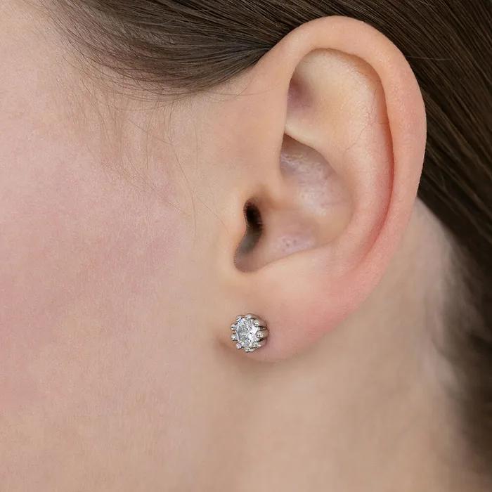 Antique Flower Prong Cubic Earrings EC3320