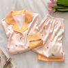 Simple And High-End Ice Silk Girl Pajamas Summer Comfortable Short-Sleeved Trousers Loungewear Set