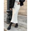 Autumn Winter New Women's High Waisted Slim Fit Knit Maxi Skirt Warm Windproof Trendy Long Skirt For Cold Weather