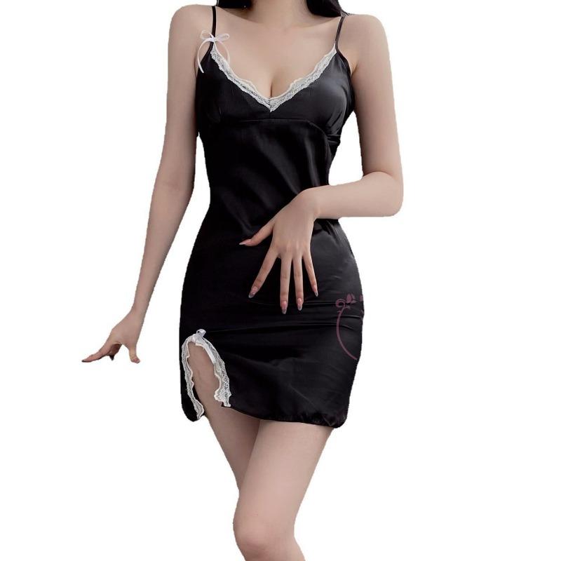 Sexy underwear slim princess skirt side split pure desire suspender skirt sexy bow lace temptation