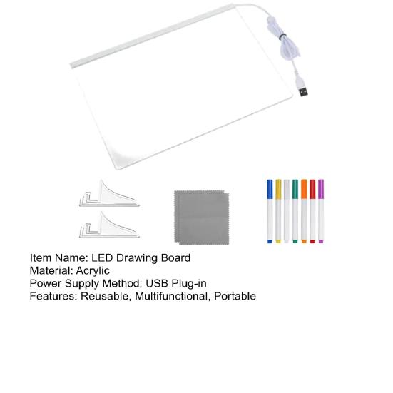 Drawing Board with 7 Pens Reusable Memo Pad Acrylic Wall