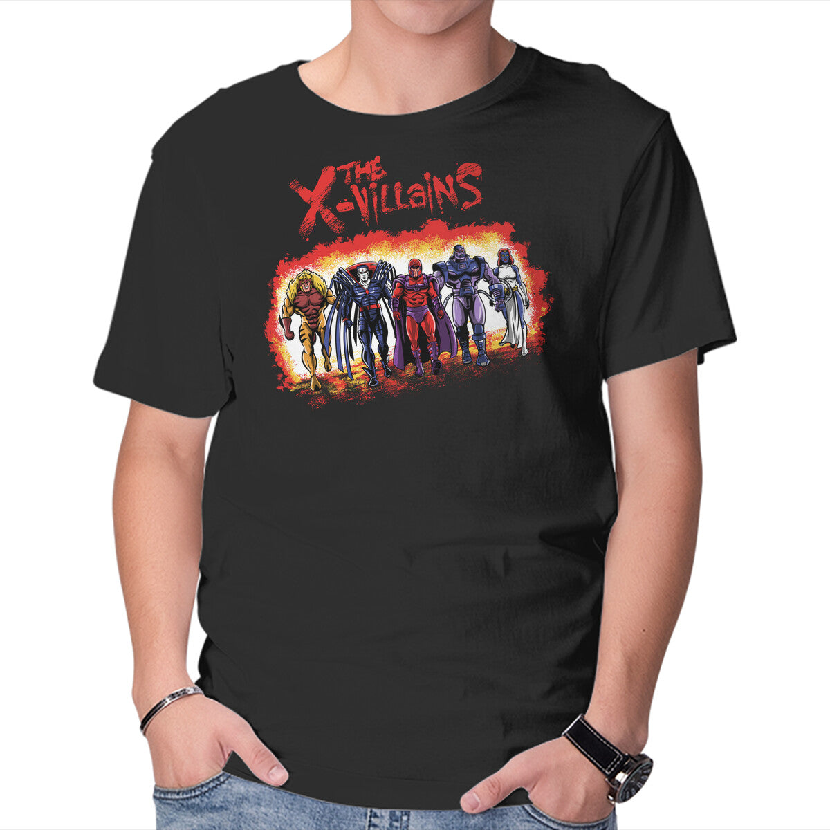 Unisex Crew Neck T-Shirt The X-Villains Graphic Short Sleeve Casual Tee L