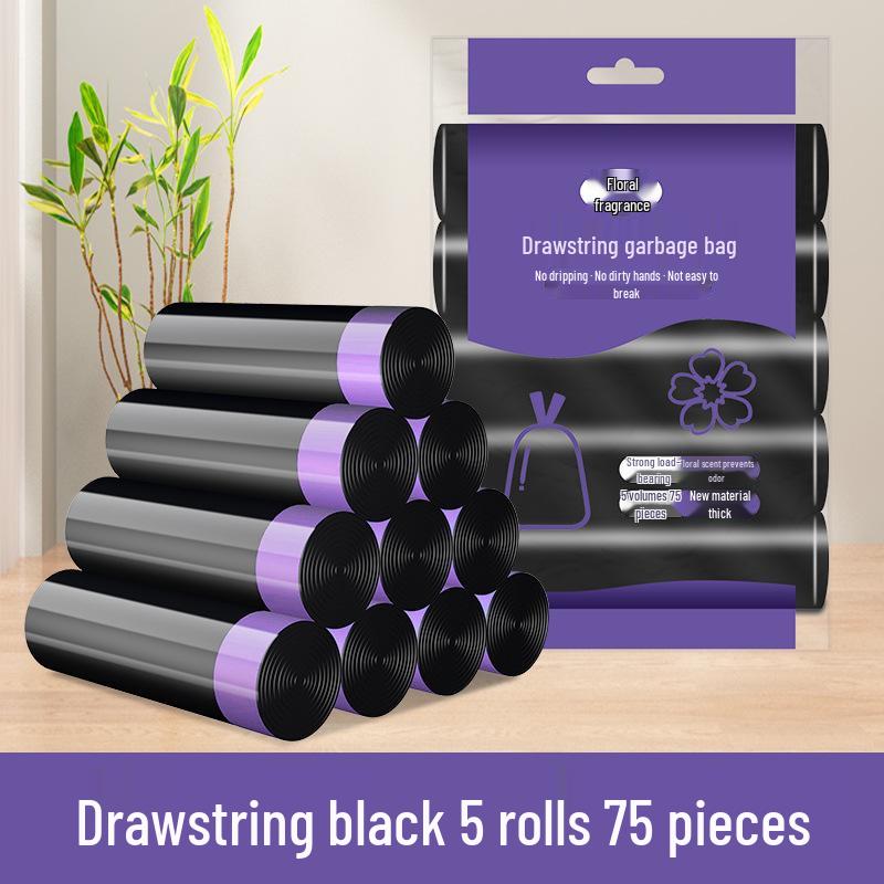 Durable Large Drawstring Trash Bags for Kitchen, Living Room & Office - Tear-Resistant, Thick, Hand-Held Plastic