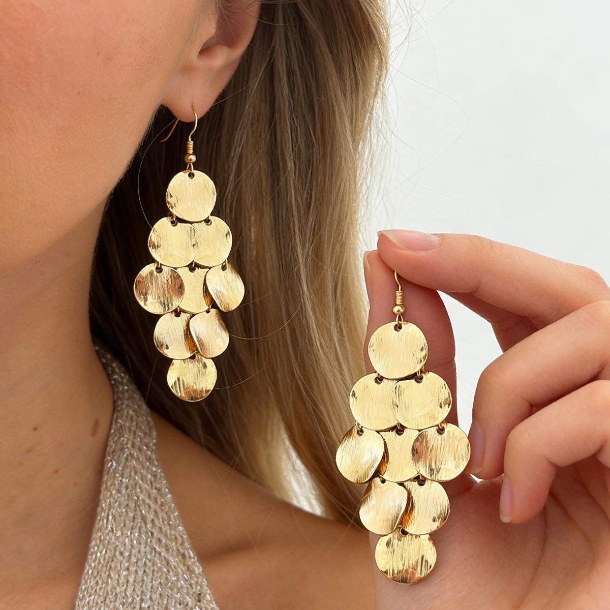 Salircon Винтажные Серьги-подвески с Листьями Длинные Серьги Женские Барокко Золотой Цвет Круглые Металлические Серьги с Блестками и Кисточками Модные Украшения Подарки