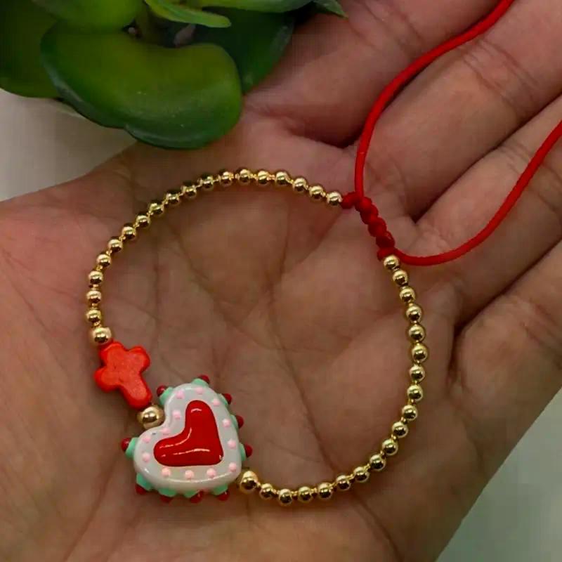 Women Bohemian Beaded Bracelet Colorful Heart Star Charms Adjustable Chain Daily Wear Vacation Holiday Gift Jewelry