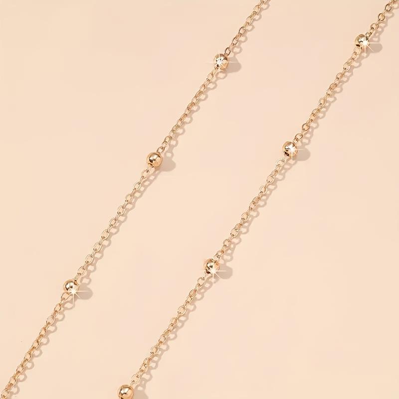 Accessories, fashion street photography versatile peach heart body chain women, simple round bead chain waist chain