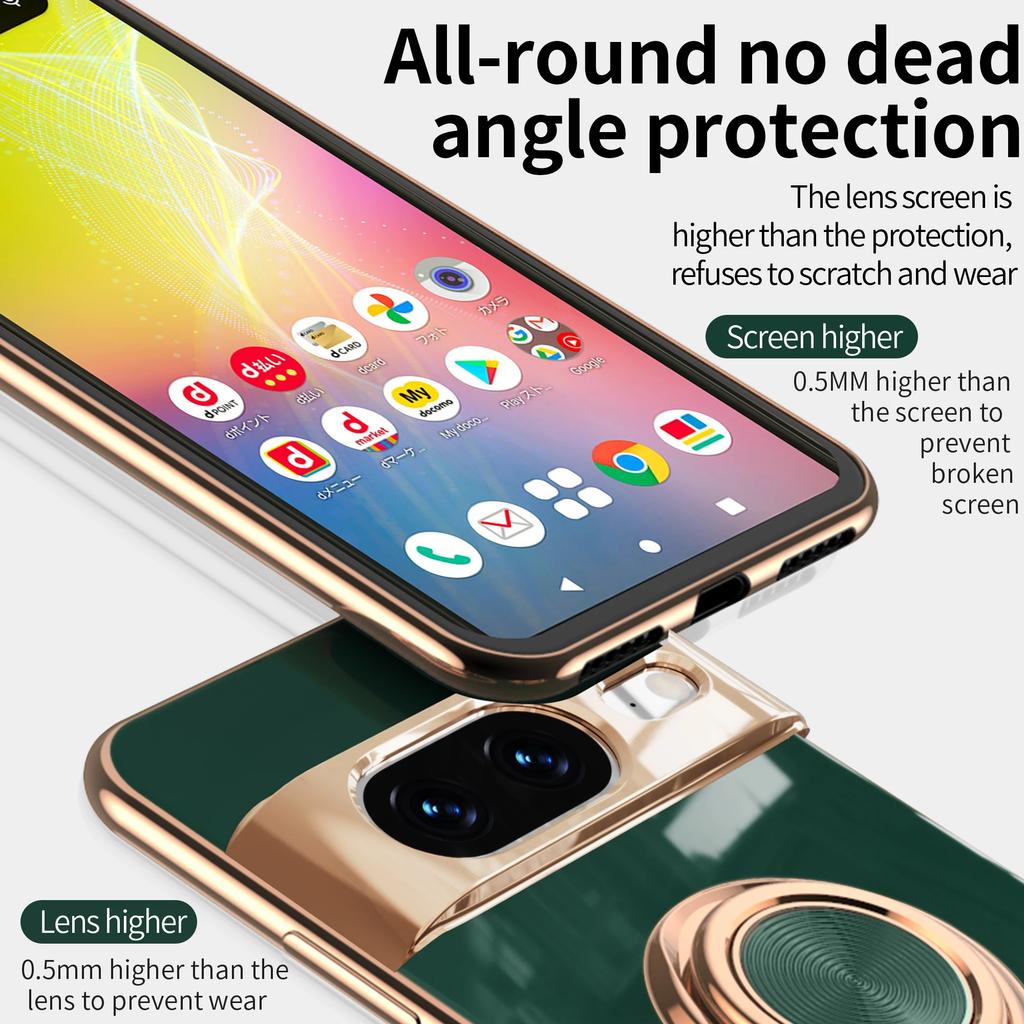 Měkký nárazuvzdorný pokovený držák s kroužkem Pouzdro na telefon Pro Google Pixel 10 9 Pro XL 9A 8A 8 Pro 7 7A Kryt Stojan Šasi Capa Funda Coque