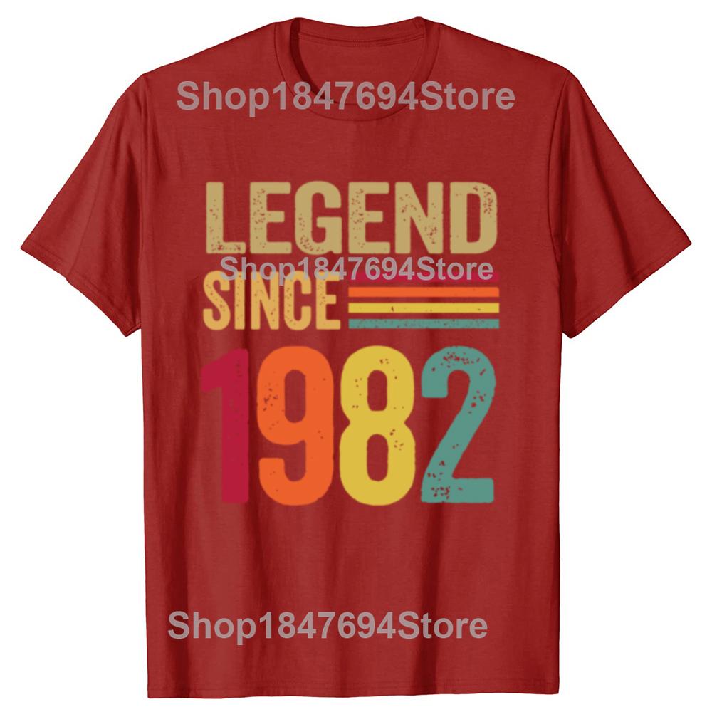 Funny 40 Year Old Gifts Legend Since 1982 Graphic 100% Cotton T-shirts Men Casual Tshirt Loose Oversized Streetwear T Shirt