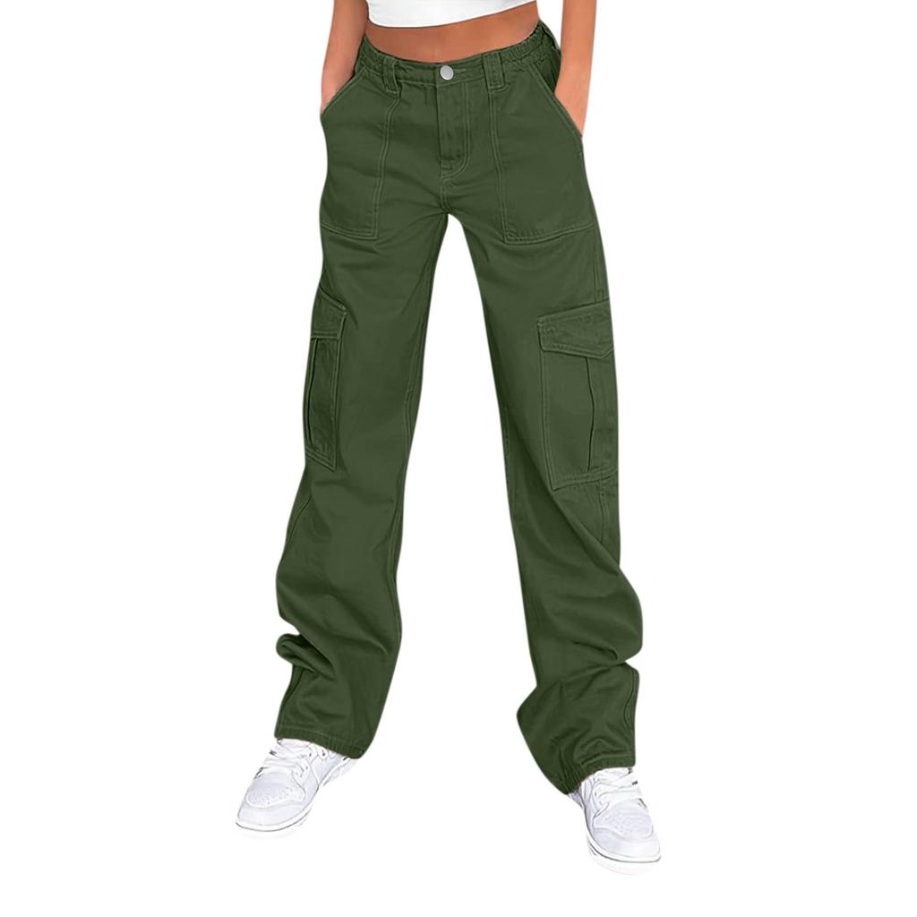 Women Cargo Pants For Women High Waisted Casual Pants Baggy Stretchy Wide Leg Streetwear