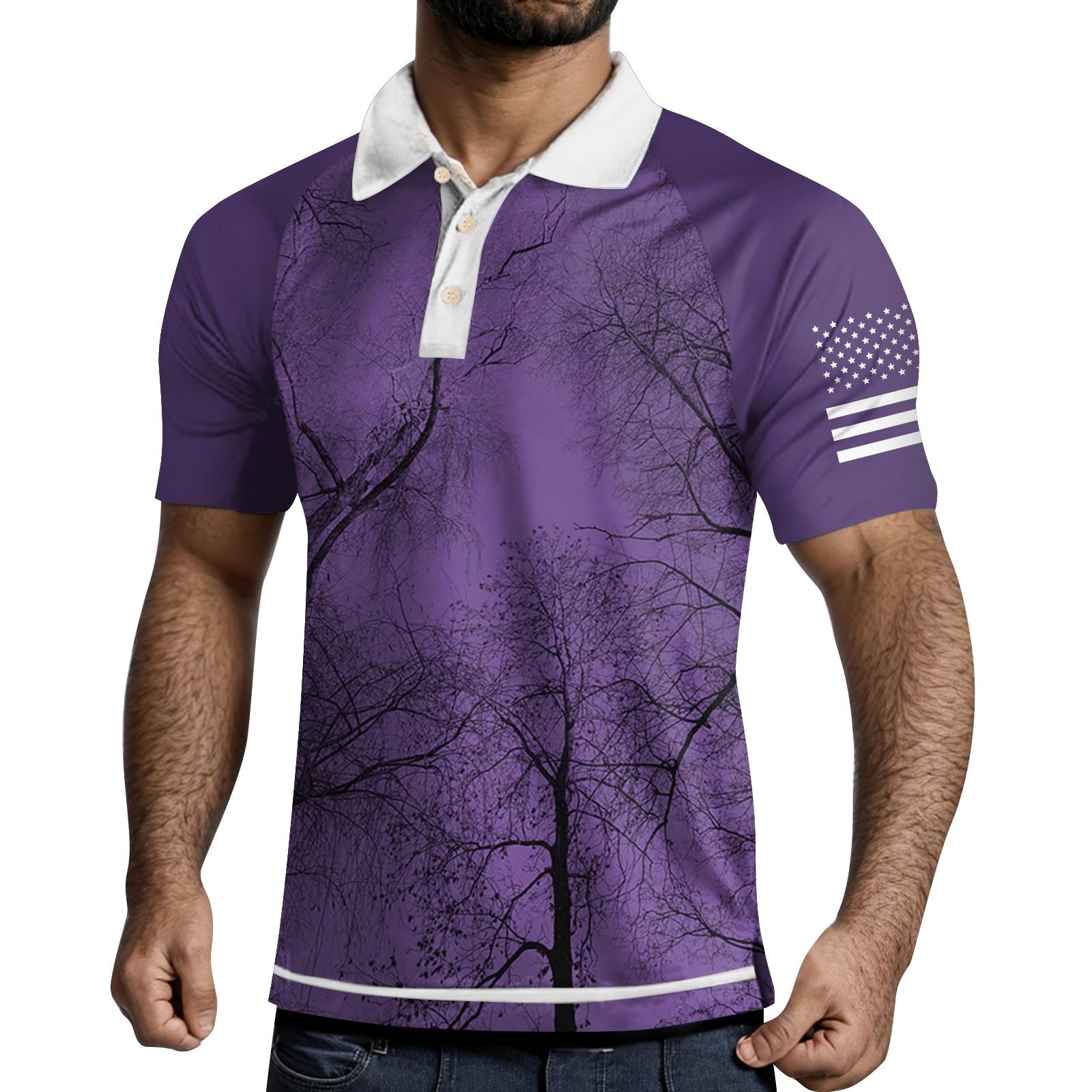 

Мужская рубашка с коротким рукавом и тремя пуговицами и лацканами XXL фиолетовый