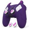 PlayVital PS5 Controller Silicone Cute Controller Cover Skin Protector with Thumb Grip Caps and Touchpad Stickers Cover, (Demon Style) (Purple)