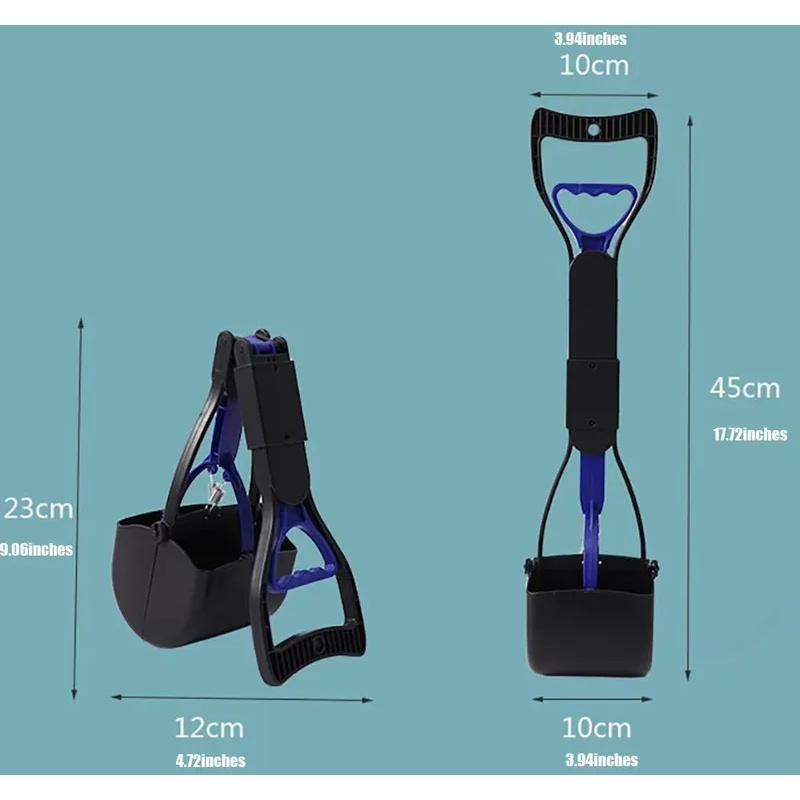 45CM Foldable Long Handle Dog Pooper Scooper, Sanitary Pet Waste Picker for Outdoor Clean Up