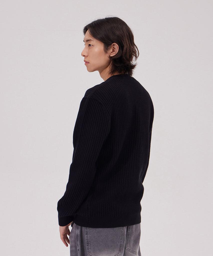 MAKEITTO Daily Viscose Henley Neck Knit_Black