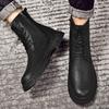 Fashion Non-slip Winter Ankle Boots High Top Men Casual Shoes Genuine Leather Winter Snow Footwear Fashion Men's Outdoor Motocross Boots