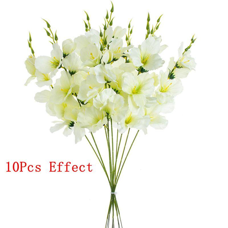 55CM White Silk Long Stem Artificial Moth Orchid Flowers for Vase Wedding Center Decorations Home Dining Table Party Decoration