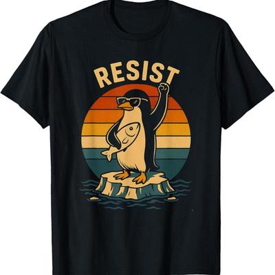Funny Penguin Resist Penguins Protest Against Tariffs Cool Unisex T Shirt