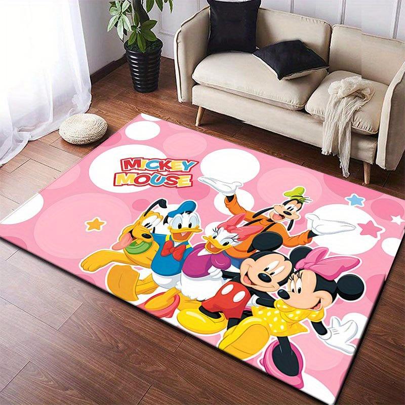 1pc Mickey and Minnie_ Area Rug, Non-Slip Floor Mat, Cartoon Character Design, Soft Velvet, Room Decor, Washable Indoor Carpet