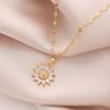 1PCS Gold-color Necklace Ladies Light Luxury Style Flower Pendant Inlaid Zirconia Titanium Steel Chain Holiday Jewelry