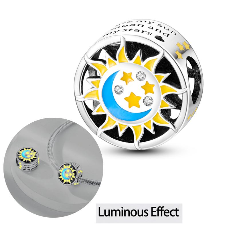 Twelve Constellations Star Sign Copper Vintage Zodiac Beads Fluorescent Charms Fit Original Bracelet