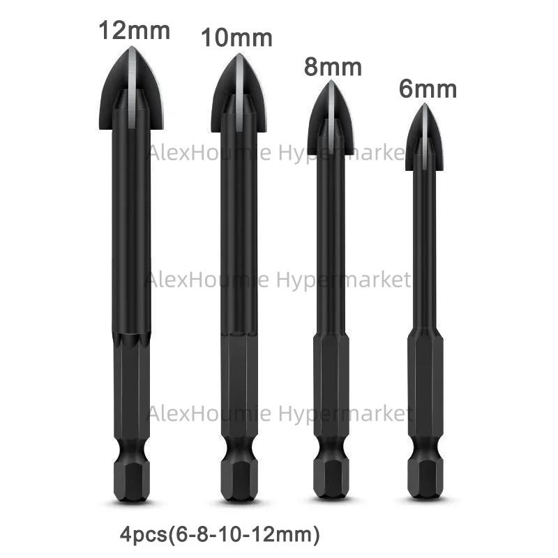 Cross Hexagonal Ceramic Tile Drill Bit Glass Ceramic Concrete Hole Opener Alloy Triangular Drill Bit Size 3/4/5/6/7/8/10/12mm