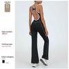 Foreign Trade Spring and Summer Sports Yoga One-piece Women Beauty Back Color Matching Jumpsuit Nude Feel Sports Fitness Wide Leg Trumpet Pants