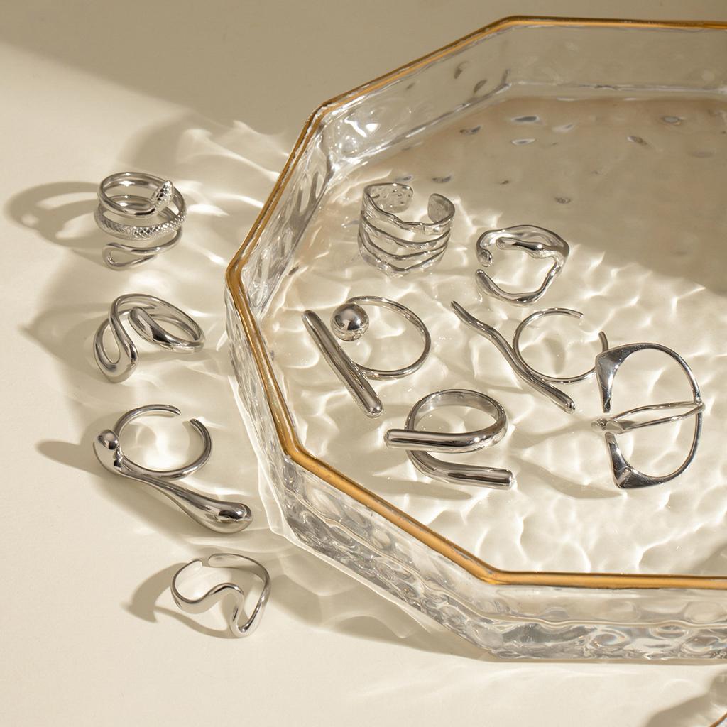 Stainless Steel Exaggerated Opening Ring, High-end Finger Ring, Titanium Steel Hand Accessory