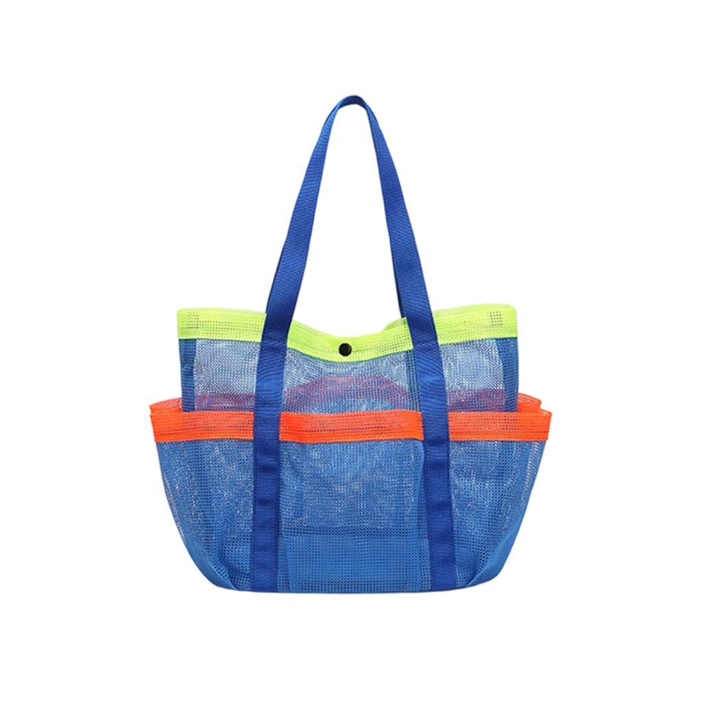 Large Capacity Multi Pocket Tote Bag Mesh Beach Bag Swimming Pool Bag Clothes Storage Organizer Bag with Durable Handles for Outdoor Use