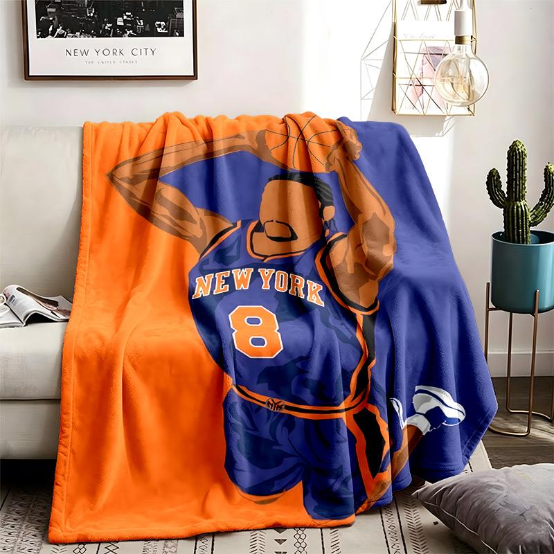 New York Knicks Theme Personalized Outdoor Flannel Blankets Soft And Suitable For All Seasons Perfect For Sofas Beds And Camping