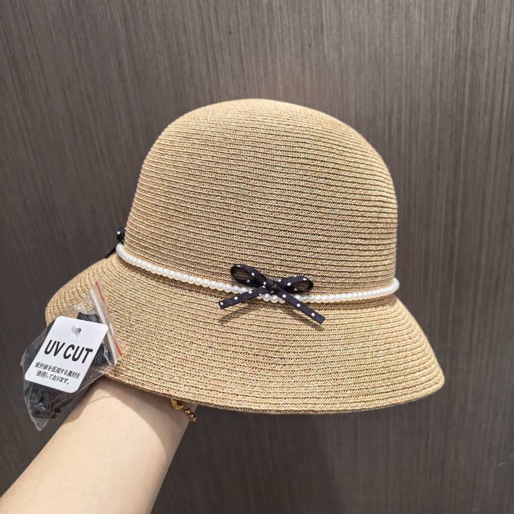 Classic Round Brim Weaving Hat With Elegant Embroidery And Adjustable Fit For Spring