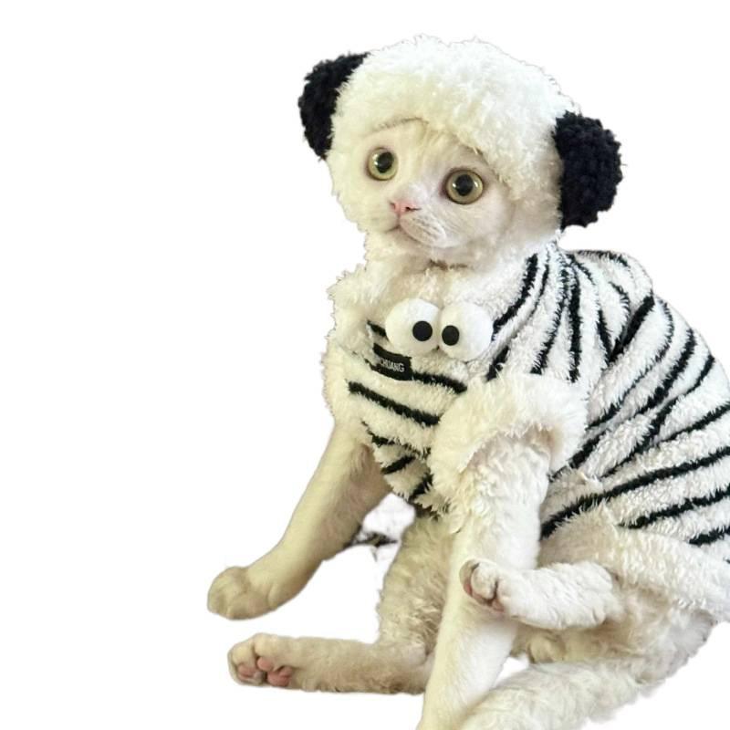 Cat cat super cute three-dimensional decorative clothes striped sleeveless zebra pattern vest kitten hairless cat German cat autumn and winter